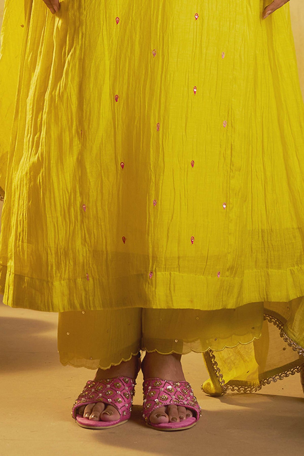 Hirika &amp; Dhruti Yellow Marodi Work Chanderi Kurta Set For Kids Online at Aza Fashions