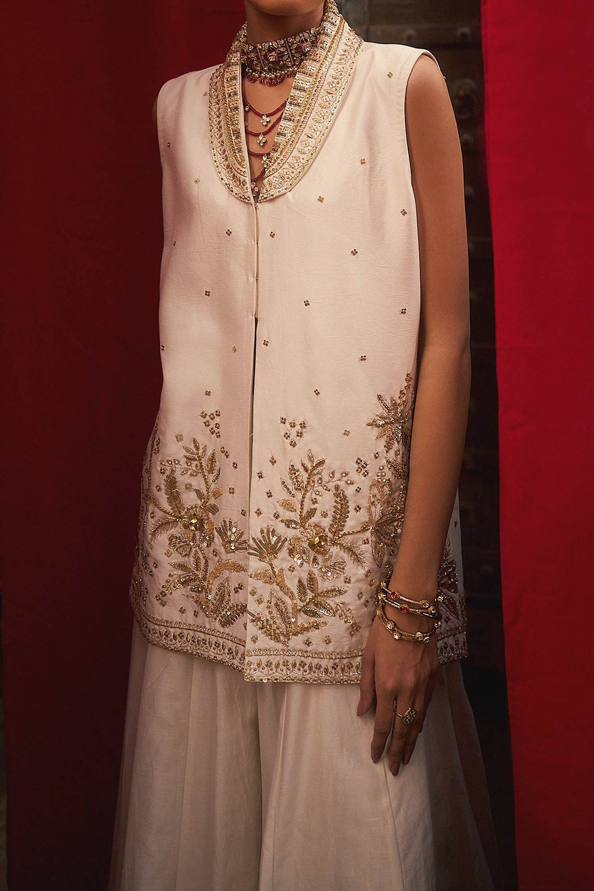 Shop Hirika &amp; Dhruti Off White Jungle Hand Embroidered Kurta And Sharara Set For Kids Online at Aza Fashions