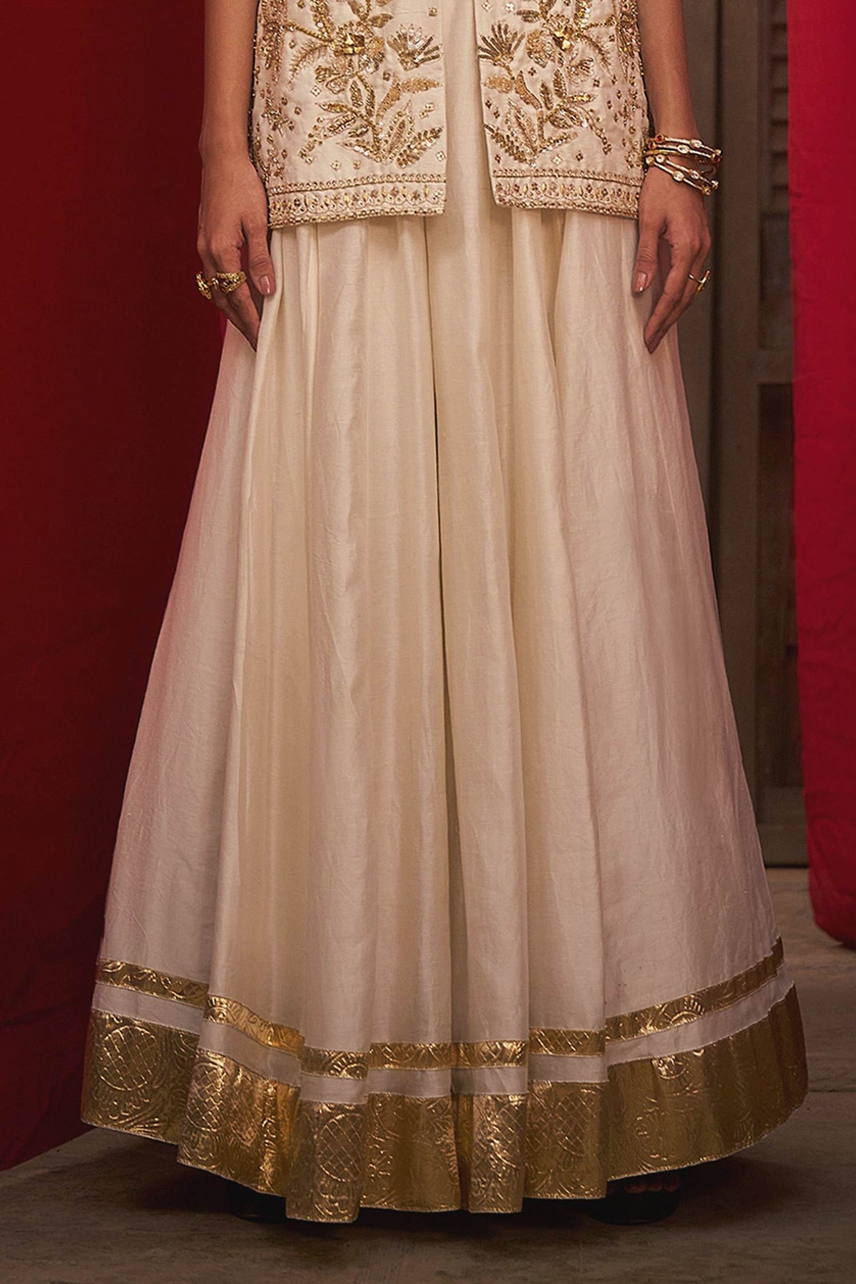 Hirika &amp; Dhruti Off White Jungle Hand Embroidered Kurta And Sharara Set For Kids Online at Aza Fashions