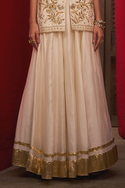 Hirika &amp; Dhruti Off White Jungle Hand Embroidered Kurta And Sharara Set For Kids Online at Aza Fashions