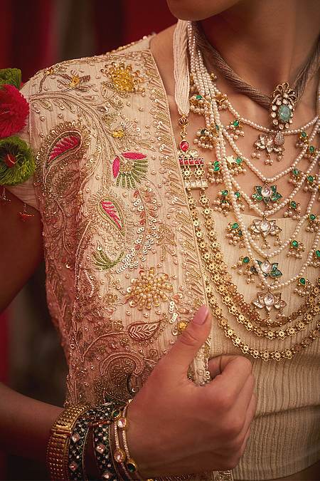 Shop Hirika &amp; Dhruti Off White Hand Embroidered Jacket Lehenga Set For Kids Online at Aza Fashions