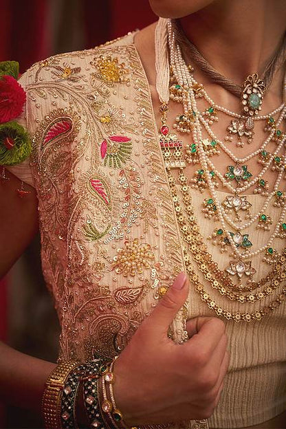 Shop Hirika &amp; Dhruti Off White Hand Embroidered Jacket Lehenga Set For Kids Online at Aza Fashions