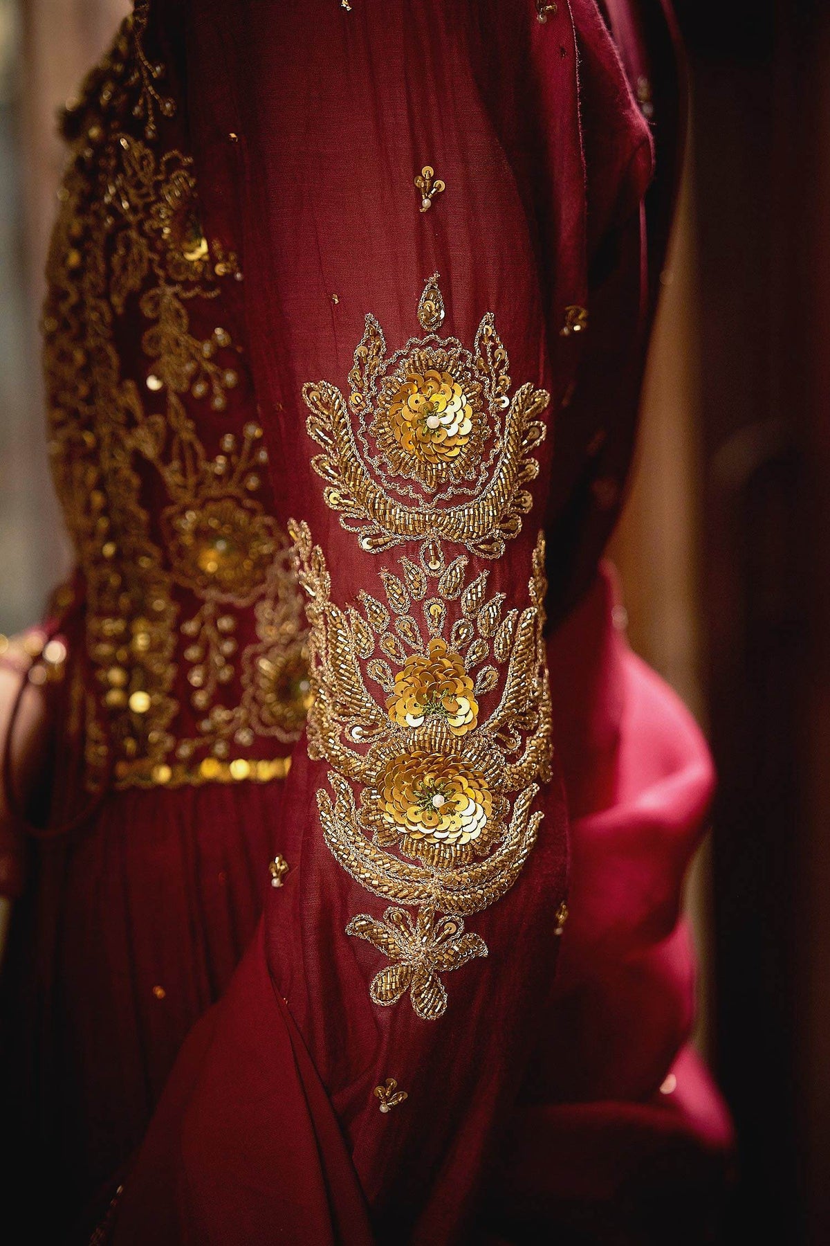 Hirika &amp; Dhruti Burgundy Dori Embroidered Angarkha Anarkali Set For Kids at Aza Fashions