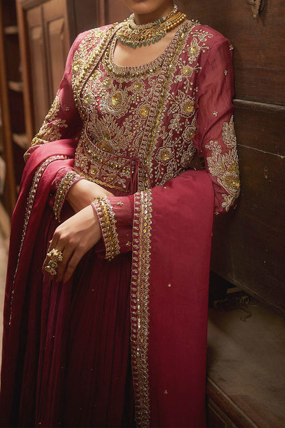 Shop Hirika &amp; Dhruti Burgundy Dori Embroidered Angarkha Anarkali Set For Kids Online at Aza Fashions