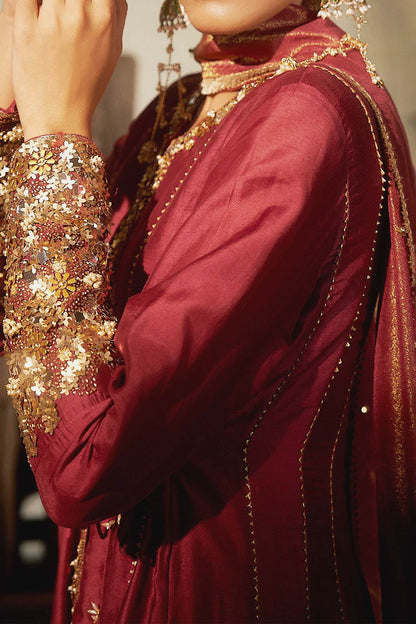 Buy Hirika &amp; Dhruti Burgundy Sufi Embroidered Angarkha Anarkali Set For Kids Online at Aza Fashions