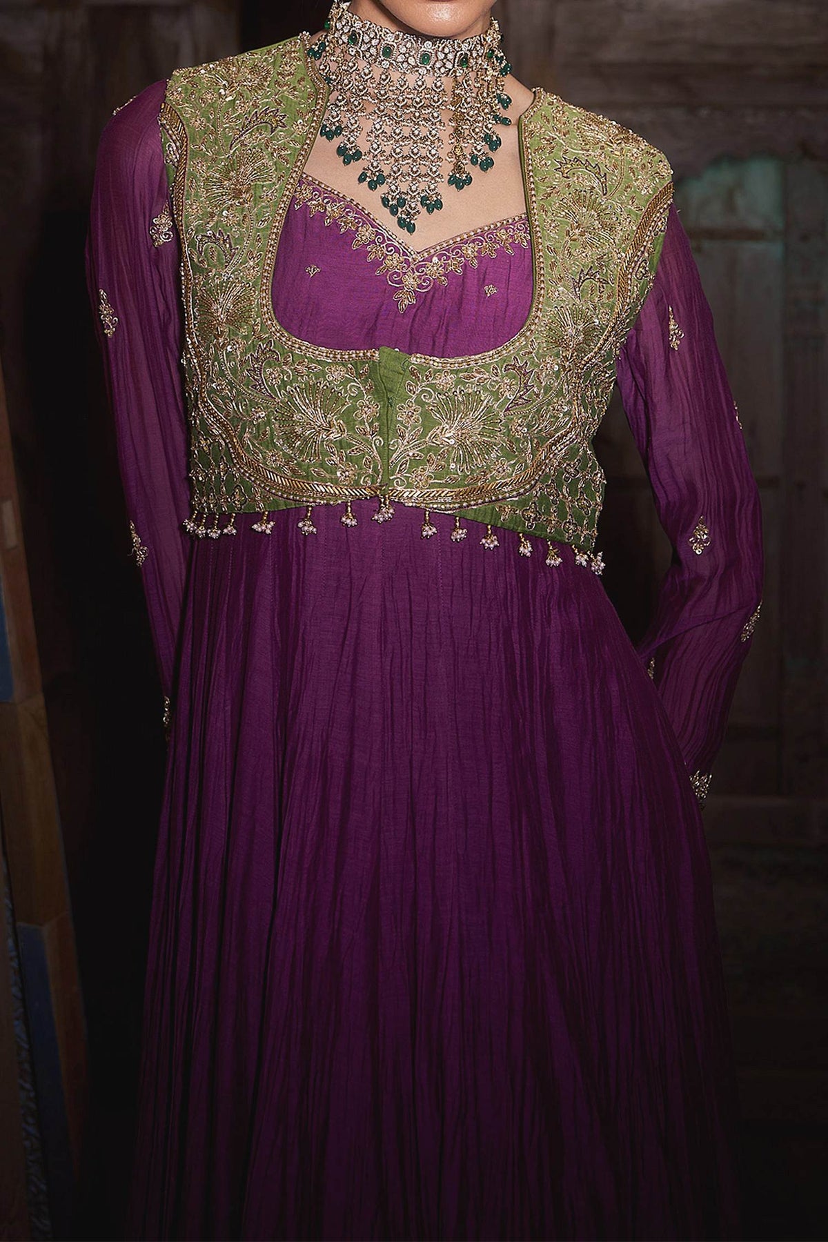 Buy Hirika &amp; Dhruti Purple Jamli Anarkali And Marodi Work Jacket Set For Kids Online at Aza Fashions
