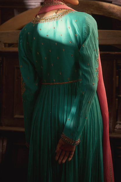 Hirika &amp; Dhruti Aqua Marodi Embroidered Angarkha Set For Kids at Aza Fashions