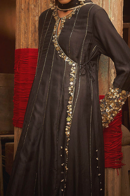 Buy Hirika &amp; Dhruti Black Hand Work Angarkha Set For Kids Online at Aza Fashions