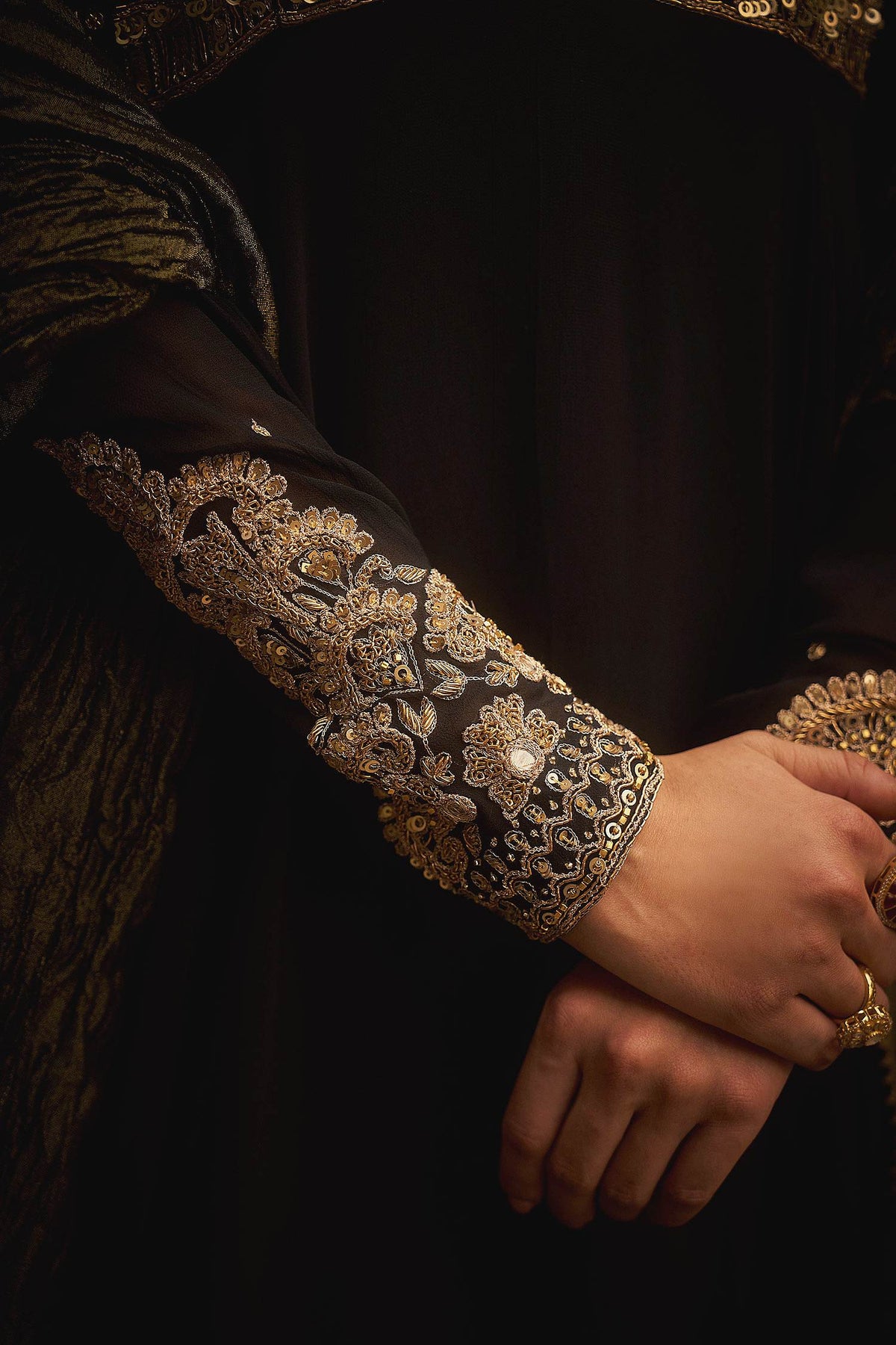 Shop Hirika &amp; Dhruti Black Embroidered Anarkali And Dupatta Set For Kids Online at Aza Fashions
