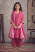 Buy Hirika & Dhruti Pink Dupatta Organza, Inner Lining Crepe, Kurta And Flower Embroidered Set For Kids at Aza Fashions