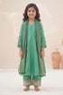 Buy Hirika & Dhruti Green Cotton Silk, Dupatta Organza, Lining Crepe Hand Embroidered Anarkali Set For Kids at Aza Fashions