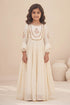 Buy Hirika & Dhruti Ivory Anarkali Chanderi, Dupatta Organza, Lining Crepe Hand Embroidered Set For Kids at Aza Fashions