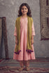 Buy Hirika & Dhruti Pink Cotton Silk, Dupatta Tissue, Lining Crepe Gota, Embroidered Anarkali Set For Kids at Aza Fashions