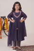 Buy Hirika & Dhruti Purple Dupatta Organza, Pant Cotton, Anarkali Tulip Embroidered Pleated Set For Kids at Aza Fashions