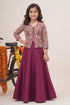 Buy Hirika & Dhruti Purple Silk Chanderi Sequin, Paisley Bloom Embroidered Jacket Blouse With Lehenga For Kids at Aza Fashions