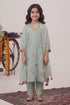 Buy Hirika & Dhruti Green Dupatta Organza, Pant Cotton, Kurta Gajji Silk Floral Garden Set For Kids at Aza Fashions