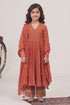 Buy Hirika & Dhruti Orange Malai Chanderi Zardosi, Metal Tikki Embroidered Anarkali Pant Set For Kids at Aza Fashions