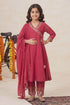 Buy Hirika & Dhruti Pink Malai Chanderi Sequin, Thread Embroidered Angarkha Pant Set For Kids at Aza Fashions