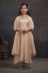 Buy Hirika & Dhruti Beige Organza, Chinnon, Lycra French Knots, Scattered Embroidered Anarkali Set For Kids at Aza Fashions