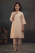 Buy Hirika & Dhruti Beige Chanderi Thread, Garden, Knots Kurta And Embroidered Pant Set For Kids at Aza Fashions