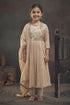 Buy Hirika & Dhruti Beige Tissue, Chinnon Floral, Zardozi Embroidered Pleated Anarkali Set For Kids at Aza Fashions