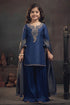 Buy Hirika & Dhruti Blue Tissue Pita, Rose Embroidered Kurta Sharara Set For Kids at Aza Fashions