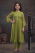 Buy Hirika & Dhruti Green Chanderi Smocked Gathered Kurta And Pant Set For Kids at Aza Fashions