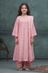 Buy Hirika & Dhruti Pink Dupatta Organza, Kurta And Pant Cotton Silk Hand Embroidered A-line Set For Kids at Aza Fashions