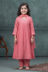 Buy Hirika & Dhruti Peach Chanderi Flower, Knots Hand Embroidered A-line Kurta Set For Kids at Aza Fashions