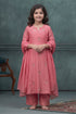 Buy Hirika & Dhruti Peach Chanderi Pearl, Thread, Flower Butti Hand Embroidered A-line Kurta Set For Kids at Aza Fashions