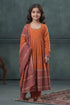 Buy Hirika & Dhruti Orange Churidar Lycra Stretch, Anarkali And Dupatta Cotton Print Set For Kids at Aza Fashions