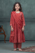Buy Hirika & Dhruti Red Chanderi Gota Lace Hand Embroidered A-line Kurta Set For Kids at Aza Fashions