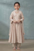 Buy Hirika & Dhruti Beige Dupatta Chanderi, Pant Cotton, Thread Hand Embroidered A-line Set For Kids at Aza Fashions