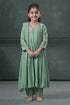 Buy Hirika & Dhruti Green Dupatta Chanderi, Pant Cotton, Thread Hand Embroidered Gathered Set For Kids at Aza Fashions