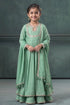 Buy Hirika & Dhruti Green Dupatta Organza Silk, Anarkali And Sharara Monga Hand Embroidered Set For Kids at Aza Fashions