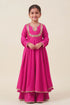 Buy Hirika & Dhruti Pink Dupatta Organza Silk, Anarkali And Sharara Monga Hand Embroidered & Set For Kids at Aza Fashions