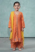 Buy Hirika & Dhruti Yellow Kurta And Pant Silk, Dupatta Georgette & Chiffon Marodi Work Set For Kids at Aza Fashions