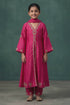 Hirika & Dhruti Pink Kurta And Pant Silk, Dupatta Georgette & Chiffon Marodi Embroidered Set For Kids