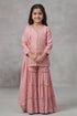 Buy Hirika & Dhruti Pink Dupatta Organza Silk, Kurta And Sharara Floral Embroidered Short Set For Kids at Aza Fashions