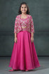 Buy Hirika & Dhruti Pink Organza Silk Sequin, Thread Embroidered Short Jacket Lehenga Set For Kids at Aza Fashions