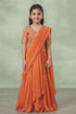 Buy Hirika & Dhruti Orange Ghagra And Blouse Cotton Silk, Drape Embroidered Pre-draped Saree Set For Kids at Aza Fashions