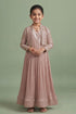 Buy Hirika & Dhruti Beige Pleated Anarkali With Embroidered Jacket For Kids at Aza Fashions