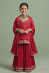 Buy Hirika & Dhruti Red Hand Embroidered Kurta Set With Dupatta For Kids at Aza Fashions