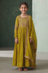 Buy Hirika & Dhruti Green Embroidered Mehendi Anarkali Set For Kids at Aza Fashions