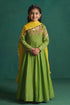 Hirika & Dhruti Green Dark Hand Embroidered Anarkali Set For Kids