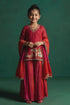 Hirika & Dhruti Red Two Tone Pichwai Patchwork Kurta Sharara Set For Kids