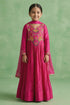 Hirika & Dhruti Pink Patchwork Anarkali Set For Kids