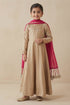 Buy Hirika & Dhruti Brown Moti Work Anarkali And Colorful Dupatta For Kids at Aza Fashions