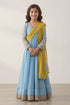 Hirika & Dhruti Sky Blue Tikki Pleated Anarkali And Jhal Dupatta For Kids