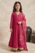 Buy Hirika & Dhruti Pink Tikki Pleated Anarkali With Dupatta For Kids at Aza Fashions